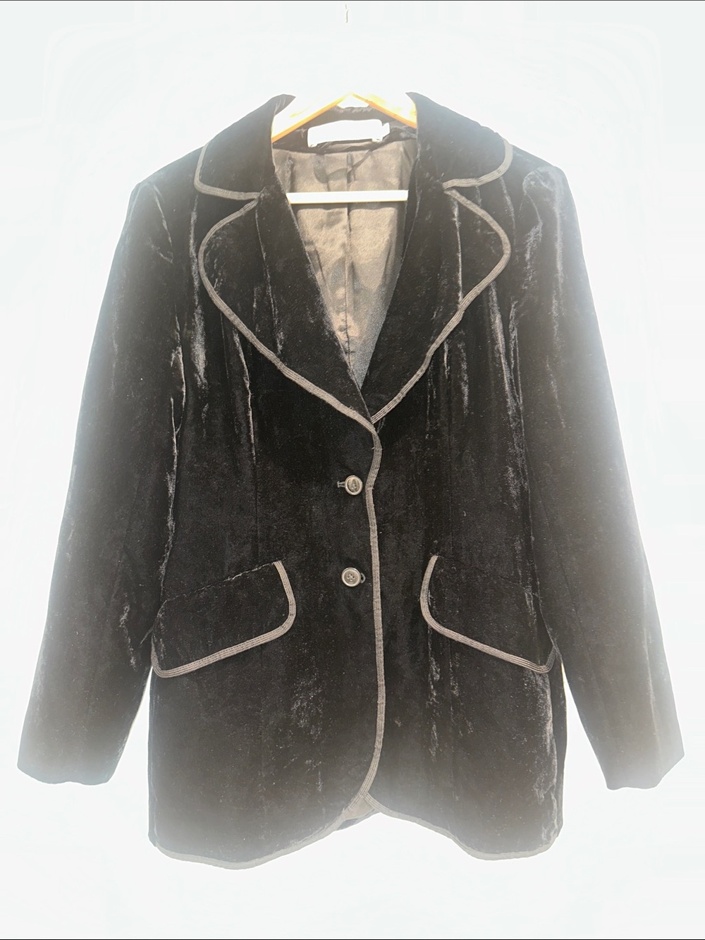 Stoned Immaculate Black Velvet Blazer with Gold Embroidered Darling Size Medium